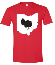 Load image into Gallery viewer, Short Sleeve T-Shirt Ohio Red Turkey Vibrant Design High Quality Tight Knit Ring Spun Low Maintenance Cotton Printed With The Newest Available Color Transfer Technology