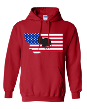 Load image into Gallery viewer, Pullover Hooded Sweatshirt Montana Red Turkey Vibrant Design High Quality Tight Knit Ring Spun Low Maintenance Cotton Printed With The Newest Available Color Transfer Technology