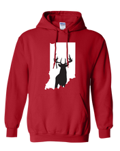 Load image into Gallery viewer, Pullover Hooded Sweatshirt Indiana Red Whitetail Deer Vibrant Design High Quality Tight Knit Ring Spun Low Maintenance Cotton Printed With The Newest Available Color Transfer Technology