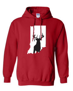 Pullover Hooded Sweatshirt Indiana Red Whitetail Deer Vibrant Design High Quality Tight Knit Ring Spun Low Maintenance Cotton Printed With The Newest Available Color Transfer Technology