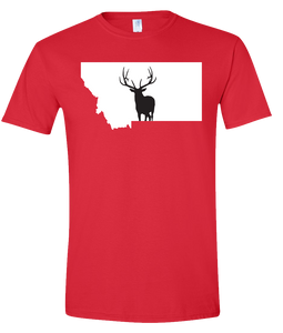 Short Sleeve T-Shirt Montana Red Elk Vibrant Design High Quality Tight Knit Ring Spun Low Maintenance Cotton Printed With The Newest Available Color Transfer Technology