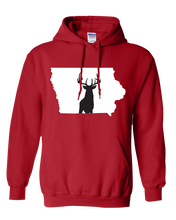 Load image into Gallery viewer, Pullover Hooded Sweatshirt Iowa Red Whitetail Deer Vibrant Design High Quality Tight Knit Ring Spun Low Maintenance Cotton Printed With The Newest Available Color Transfer Technology