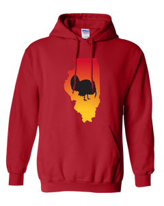 Pullover Hooded Sweatshirt Illinois Red Turkey Vibrant Design High Quality Tight Knit Ring Spun Low Maintenance Cotton Printed With The Newest Available Color Transfer Technology