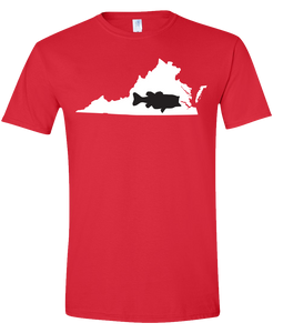 Short Sleeve T-Shirt Virginia Red Large Mouth Bass Vibrant Design High Quality Tight Knit Ring Spun Low Maintenance Cotton Printed With The Newest Available Color Transfer Technology