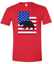 Load image into Gallery viewer, Short Sleeve T-Shirt Utah Red Black Bear Vibrant Design High Quality Tight Knit Ring Spun Low Maintenance Cotton Printed With The Newest Available Color Transfer Technology