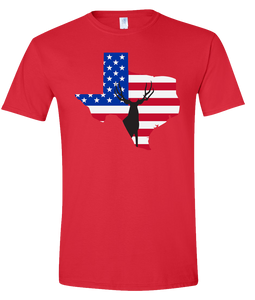 Short Sleeve T-Shirt Texas Red Mule Deer Vibrant Design High Quality Tight Knit Ring Spun Low Maintenance Cotton Printed With The Newest Available Color Transfer Technology