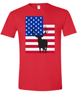 Short Sleeve T-Shirt Utah Red Elk Vibrant Design High Quality Tight Knit Ring Spun Low Maintenance Cotton Printed With The Newest Available Color Transfer Technology