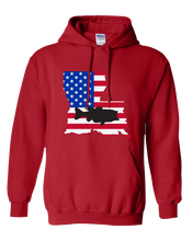 Load image into Gallery viewer, Pullover Hooded Sweatshirt Louisiana Red Large Mouth Bass Vibrant Design High Quality Tight Knit Ring Spun Low Maintenance Cotton Printed With The Newest Available Color Transfer Technology