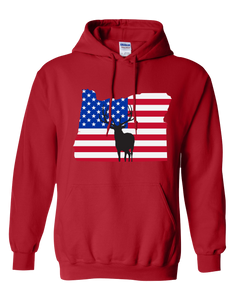 Pullover Hooded Sweatshirt Oregon Red Elk Vibrant Design High Quality Tight Knit Ring Spun Low Maintenance Cotton Printed With The Newest Available Color Transfer Technology