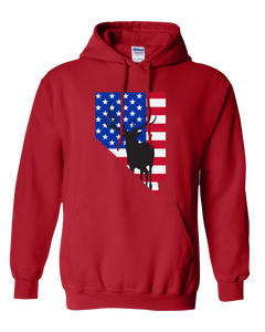 Pullover Hooded Sweatshirt Nevada Red Elk Vibrant Design High Quality Tight Knit Ring Spun Low Maintenance Cotton Printed With The Newest Available Color Transfer Technology