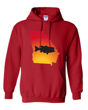 Load image into Gallery viewer, Pullover Hooded Sweatshirt Georgia Red Large Mouth Bass Vibrant Design High Quality Tight Knit Ring Spun Low Maintenance Cotton Printed With The Newest Available Color Transfer Technology