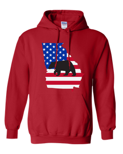 Pullover Hooded Sweatshirt Georgia Red Black Bear Vibrant Design High Quality Tight Knit Ring Spun Low Maintenance Cotton Printed With The Newest Available Color Transfer Technology