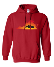 Load image into Gallery viewer, Pullover Hooded Sweatshirt Virginia Red Large Mouth Bass Vibrant Design High Quality Tight Knit Ring Spun Low Maintenance Cotton Printed With The Newest Available Color Transfer Technology