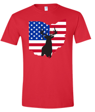 Load image into Gallery viewer, Short Sleeve T-Shirt Ohio Red Whitetail Deer Vibrant Design High Quality Tight Knit Ring Spun Low Maintenance Cotton Printed With The Newest Available Color Transfer Technology