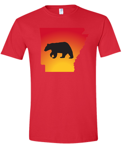 Short Sleeve T-Shirt Arkansas Red Black Bear Vibrant Design High Quality Tight Knit Ring Spun Low Maintenance Cotton Printed With The Newest Available Color Transfer Technology