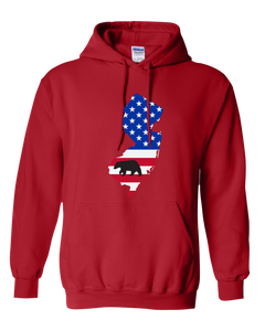 Pullover Hooded Sweatshirt New Jersey Red Black Bear Vibrant Design High Quality Tight Knit Ring Spun Low Maintenance Cotton Printed With The Newest Available Color Transfer Technology