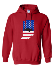Load image into Gallery viewer, Pullover Hooded Sweatshirt Indiana Red Large Mouth Bass Vibrant Design High Quality Tight Knit Ring Spun Low Maintenance Cotton Printed With The Newest Available Color Transfer Technology
