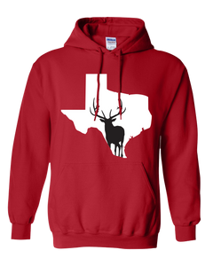 Pullover Hooded Sweatshirt Texas Red Elk Vibrant Design High Quality Tight Knit Ring Spun Low Maintenance Cotton Printed With The Newest Available Color Transfer Technology