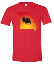 Load image into Gallery viewer, Short Sleeve T-Shirt Missouri Red Turkey Vibrant Design High Quality Tight Knit Ring Spun Low Maintenance Cotton Printed With The Newest Available Color Transfer Technology