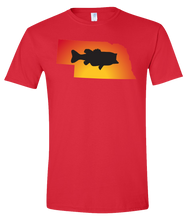 Load image into Gallery viewer, Short Sleeve T-Shirt Nebraska Red Large Mouth Bass Vibrant Design High Quality Tight Knit Ring Spun Low Maintenance Cotton Printed With The Newest Available Color Transfer Technology