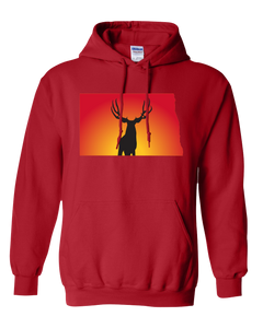 Pullover Hooded Sweatshirt North Dakota Red Mule Deer Vibrant Design High Quality Tight Knit Ring Spun Low Maintenance Cotton Printed With The Newest Available Color Transfer Technology