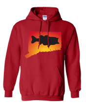 Load image into Gallery viewer, Pullover Hooded Sweatshirt Connecticut Red Large Mouth Bass Vibrant Design High Quality Tight Knit Ring Spun Low Maintenance Cotton Printed With The Newest Available Color Transfer Technology