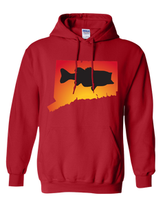 Pullover Hooded Sweatshirt Connecticut Red Large Mouth Bass Vibrant Design High Quality Tight Knit Ring Spun Low Maintenance Cotton Printed With The Newest Available Color Transfer Technology