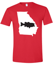 Load image into Gallery viewer, Short Sleeve T-Shirt Georgia Red Large Mouth Bass Vibrant Design High Quality Tight Knit Ring Spun Low Maintenance Cotton Printed With The Newest Available Color Transfer Technology