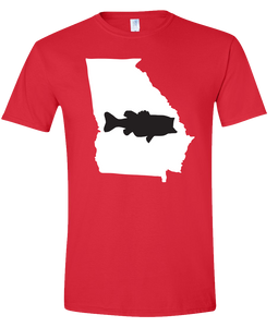 Short Sleeve T-Shirt Georgia Red Large Mouth Bass Vibrant Design High Quality Tight Knit Ring Spun Low Maintenance Cotton Printed With The Newest Available Color Transfer Technology
