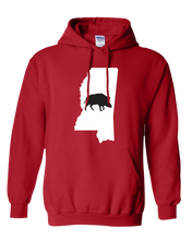 Load image into Gallery viewer, Pullover Hooded Sweatshirt Mississippi Red Wild Hog Vibrant Design High Quality Tight Knit Ring Spun Low Maintenance Cotton Printed With The Newest Available Color Transfer Technology