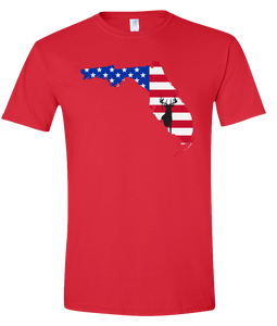 Short Sleeve T-Shirt Florida Red Whitetail Deer Vibrant Design High Quality Tight Knit Ring Spun Low Maintenance Cotton Printed With The Newest Available Color Transfer Technology