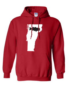 Pullover Hooded Sweatshirt Vermont Red Large Mouth Bass Vibrant Design High Quality Tight Knit Ring Spun Low Maintenance Cotton Printed With The Newest Available Color Transfer Technology