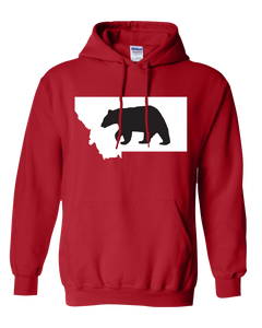 Pullover Hooded Sweatshirt Montana Red Black Bear Vibrant Design High Quality Tight Knit Ring Spun Low Maintenance Cotton Printed With The Newest Available Color Transfer Technology