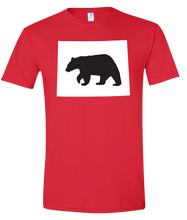 Load image into Gallery viewer, Short Sleeve T-Shirt Wyoming Red Black Bear Vibrant Design High Quality Tight Knit Ring Spun Low Maintenance Cotton Printed With The Newest Available Color Transfer Technology
