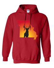 Load image into Gallery viewer, Pullover Hooded Sweatshirt Missouri Red Whitetail Deer Vibrant Design High Quality Tight Knit Ring Spun Low Maintenance Cotton Printed With The Newest Available Color Transfer Technology