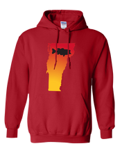 Load image into Gallery viewer, Pullover Hooded Sweatshirt Vermont Red Large Mouth Bass Vibrant Design High Quality Tight Knit Ring Spun Low Maintenance Cotton Printed With The Newest Available Color Transfer Technology
