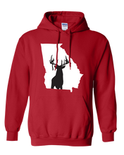 Load image into Gallery viewer, Pullover Hooded Sweatshirt Georgia Red Whitetail Deer Vibrant Design High Quality Tight Knit Ring Spun Low Maintenance Cotton Printed With The Newest Available Color Transfer Technology