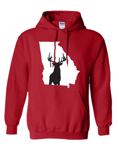 Pullover Hooded Sweatshirt Georgia Red Whitetail Deer Vibrant Design High Quality Tight Knit Ring Spun Low Maintenance Cotton Printed With The Newest Available Color Transfer Technology