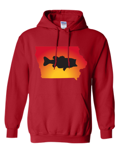 Pullover Hooded Sweatshirt Iowa Red Large Mouth Bass Vibrant Design High Quality Tight Knit Ring Spun Low Maintenance Cotton Printed With The Newest Available Color Transfer Technology