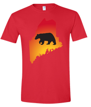 Load image into Gallery viewer, Short Sleeve T-Shirt Maine Red Black Bear Vibrant Design High Quality Tight Knit Ring Spun Low Maintenance Cotton Printed With The Newest Available Color Transfer Technology
