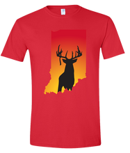 Load image into Gallery viewer, Short Sleeve T-Shirt Indiana Red Whitetail Deer Vibrant Design High Quality Tight Knit Ring Spun Low Maintenance Cotton Printed With The Newest Available Color Transfer Technology