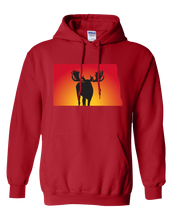 Load image into Gallery viewer, Pullover Hooded Sweatshirt North Dakota Red Moose Vibrant Design High Quality Tight Knit Ring Spun Low Maintenance Cotton Printed With The Newest Available Color Transfer Technology