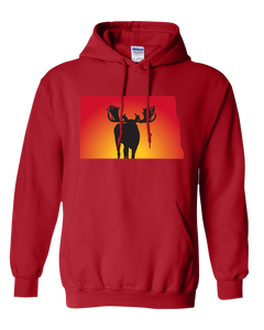 Pullover Hooded Sweatshirt North Dakota Red Moose Vibrant Design High Quality Tight Knit Ring Spun Low Maintenance Cotton Printed With The Newest Available Color Transfer Technology