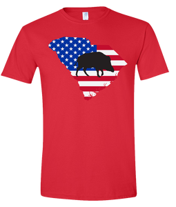 Short Sleeve T-Shirt South Carolina Red Wild Hog Vibrant Design High Quality Tight Knit Ring Spun Low Maintenance Cotton Printed With The Newest Available Color Transfer Technology
