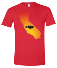 Load image into Gallery viewer, Short Sleeve T-Shirt California Red Large Mouth Bass Vibrant Design High Quality Tight Knit Ring Spun Low Maintenance Cotton Printed With The Newest Available Color Transfer Technology