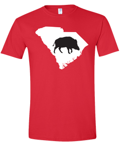 Short Sleeve T-Shirt South Carolina Red Wild Hog Vibrant Design High Quality Tight Knit Ring Spun Low Maintenance Cotton Printed With The Newest Available Color Transfer Technology