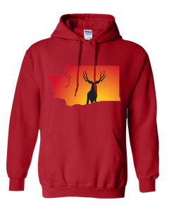 Pullover Hooded Sweatshirt Washington Red Mule Deer Vibrant Design High Quality Tight Knit Ring Spun Low Maintenance Cotton Printed With The Newest Available Color Transfer Technology