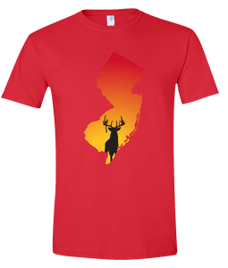 Short Sleeve T-Shirt New Jersey Red Whitetail Deer Vibrant Design High Quality Tight Knit Ring Spun Low Maintenance Cotton Printed With The Newest Available Color Transfer Technology