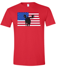 Load image into Gallery viewer, Short Sleeve T-Shirt North Dakota Red Moose Vibrant Design High Quality Tight Knit Ring Spun Low Maintenance Cotton Printed With The Newest Available Color Transfer Technology