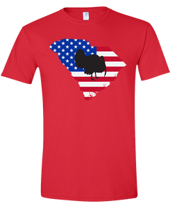 Short Sleeve T-Shirt South Carolina Red Turkey Vibrant Design High Quality Tight Knit Ring Spun Low Maintenance Cotton Printed With The Newest Available Color Transfer Technology